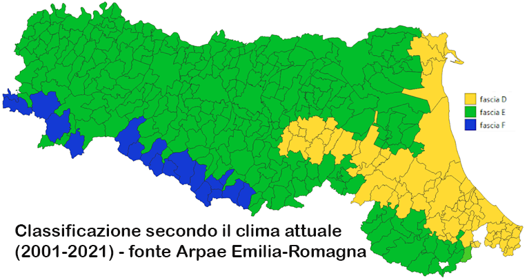 Classificazione al clima attuale (2001-2021)