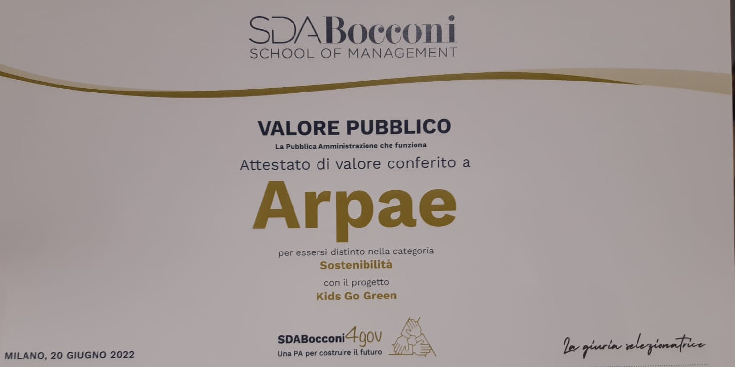 Con "Agenda 2030 a scuola” Arpae premiata alla Bocconi — Arpae EmiliaRomagna