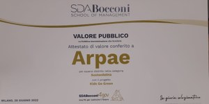 Con "Agenda 2030 a scuola” Arpae premiata alla Bocconi