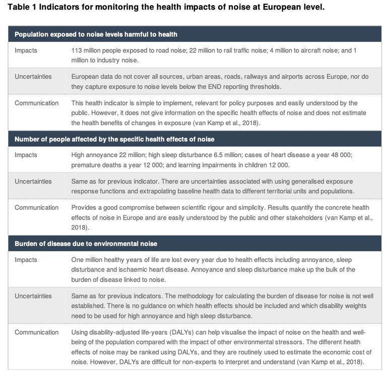 Rischi per la salute causati dal rumore ambientale in Europa 1