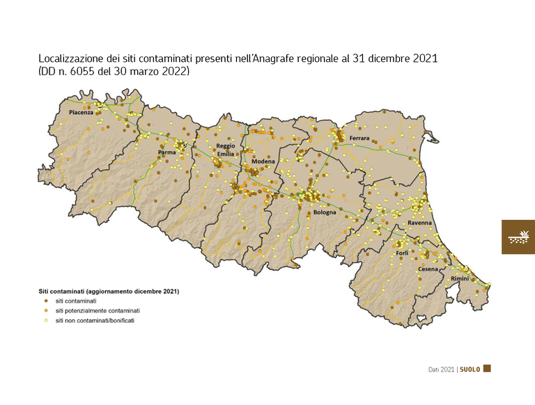 ARPAE DATI AMBIENTALI 2021 Mappa siti contaminati.png