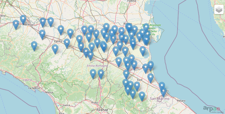 Mappa stazioni gelate tardive