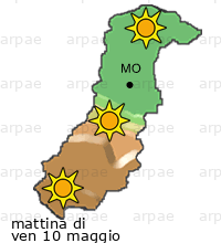 previsione sulla provincia di Modena per domani mattina